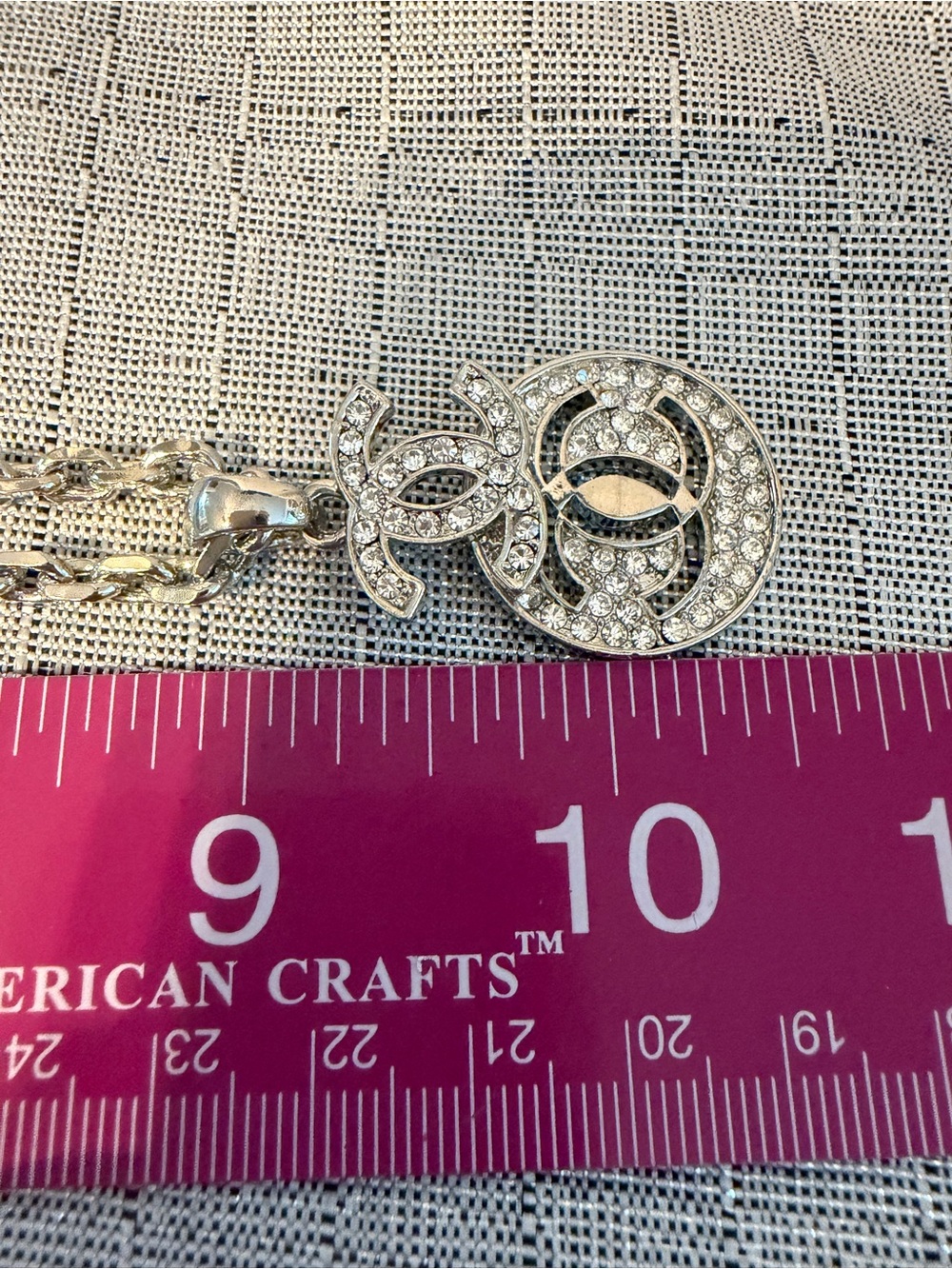 Crystal Double-Emblem Silver Pendant Necklace - Picture 6 of 6